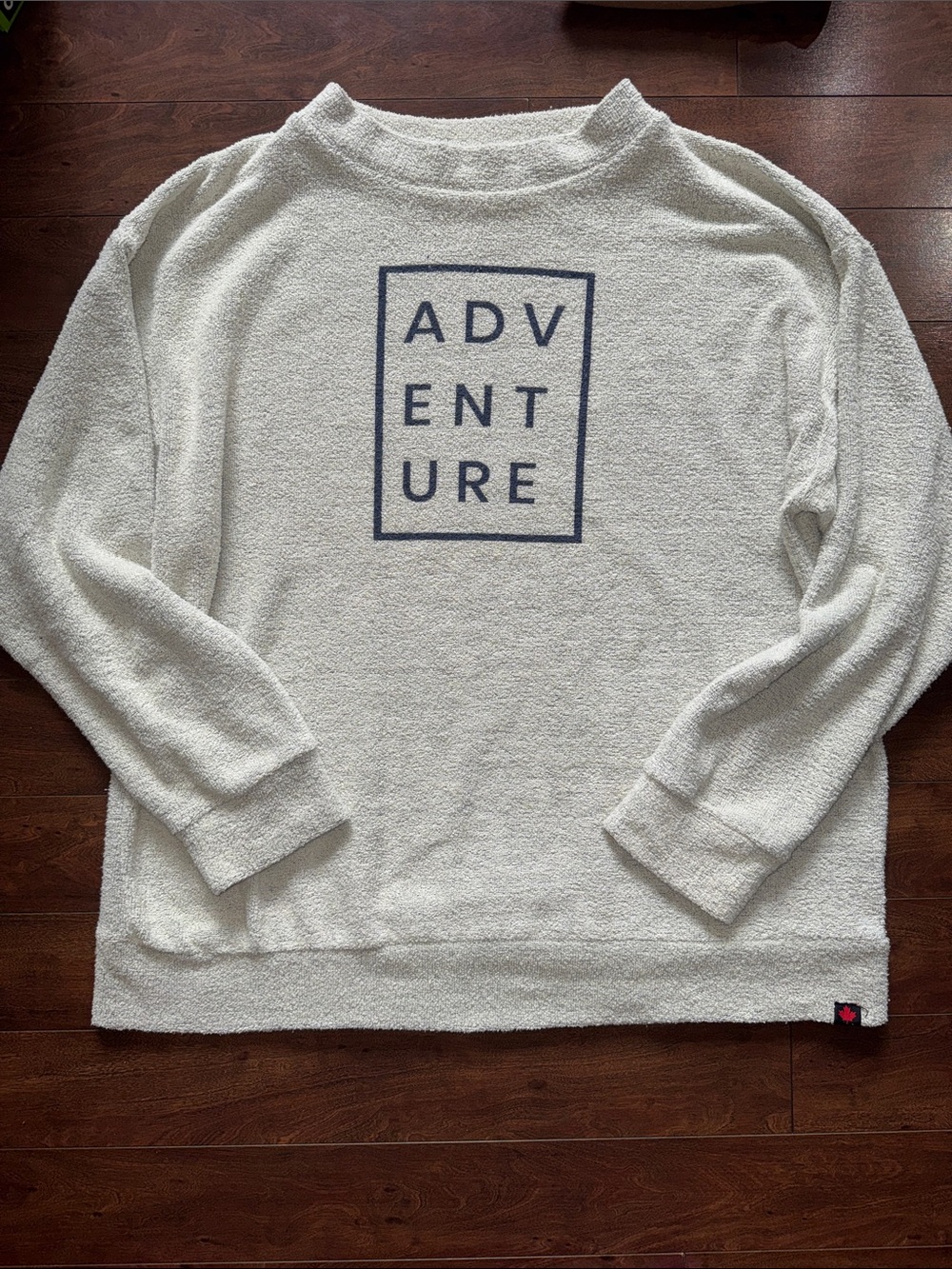 Cream 'Adventure' Graphic Crewneck Sweater
